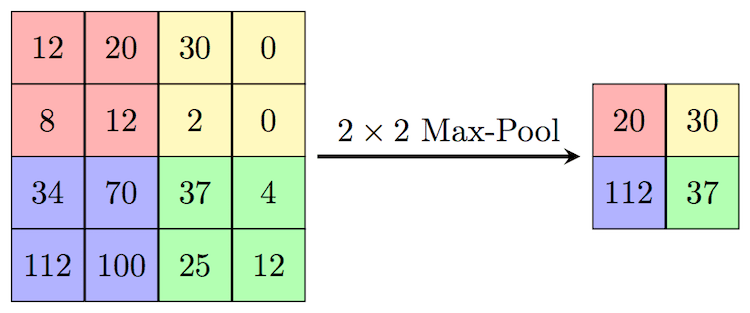 Max pooling reducing spatial size